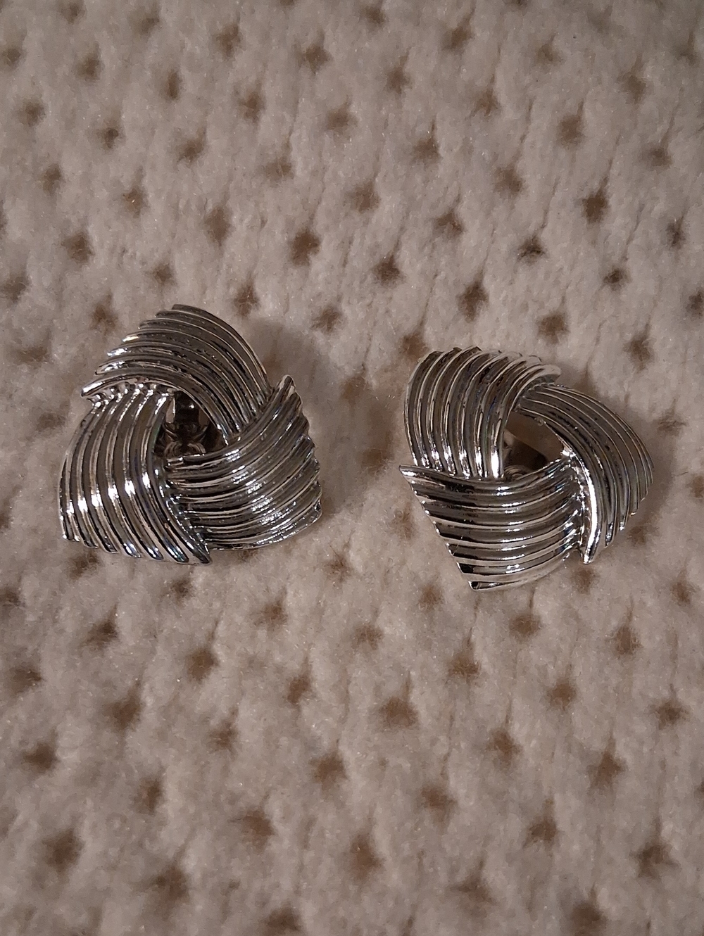 Coro Silver-Tone Twisted Ribbon Clip Earrings